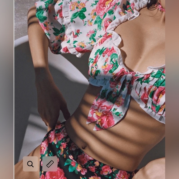 For Love & Lemons Baby Doll Whimsigoth  Imagen Crop  Floral Top Size Small - Picture 6 of 17